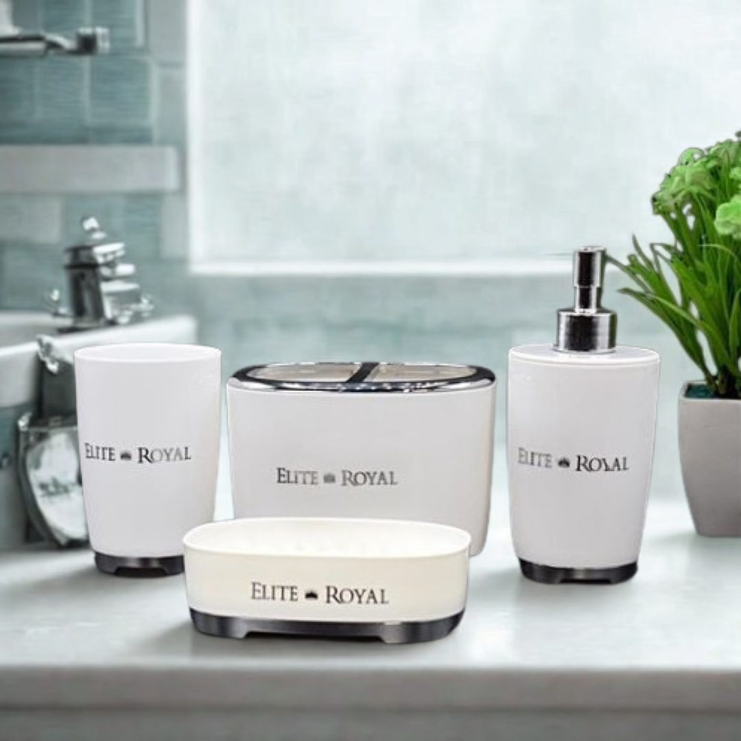 Elite Royal 4Pcs Bathroom Countertop Accessory Set