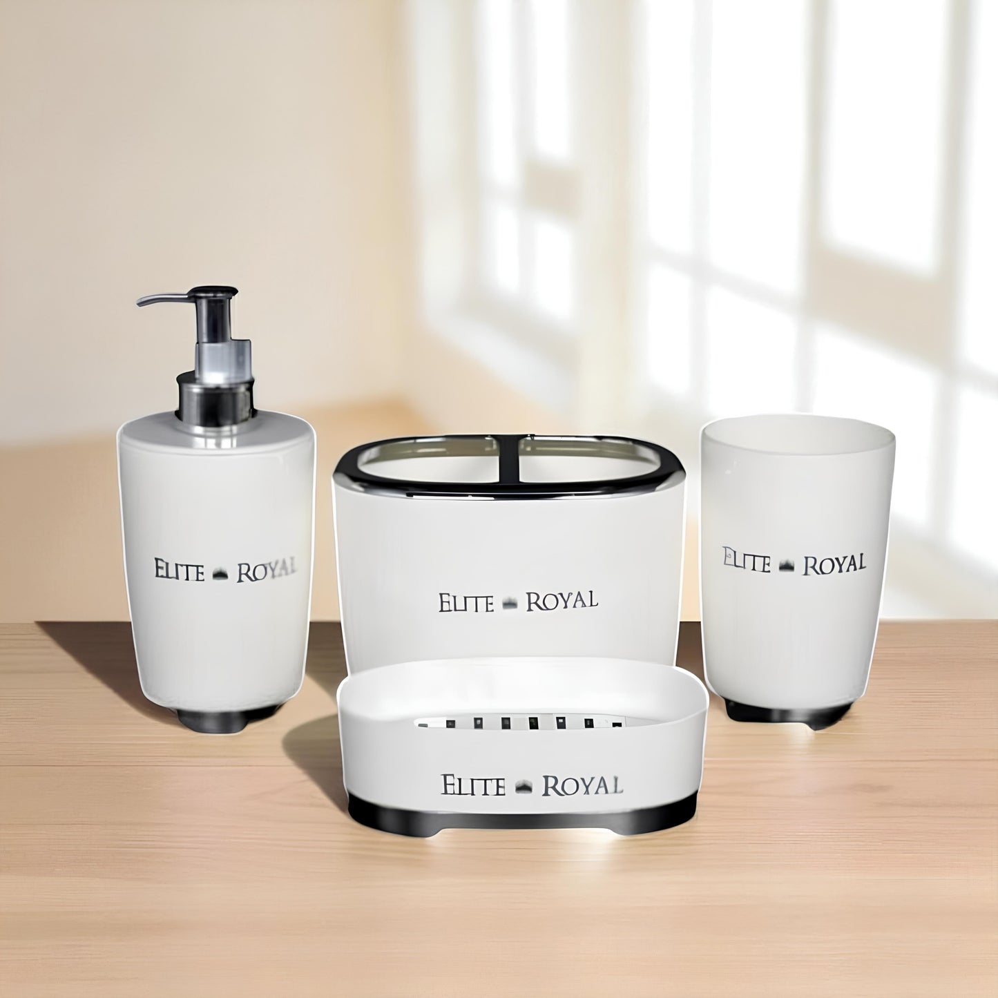 Elite Royal 4Pcs Bathroom Countertop Accessory Set