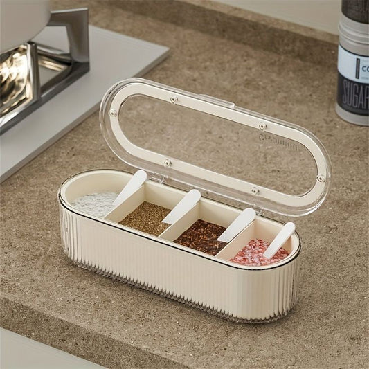 Multi Compartment Spice Box with Spoons & Lid