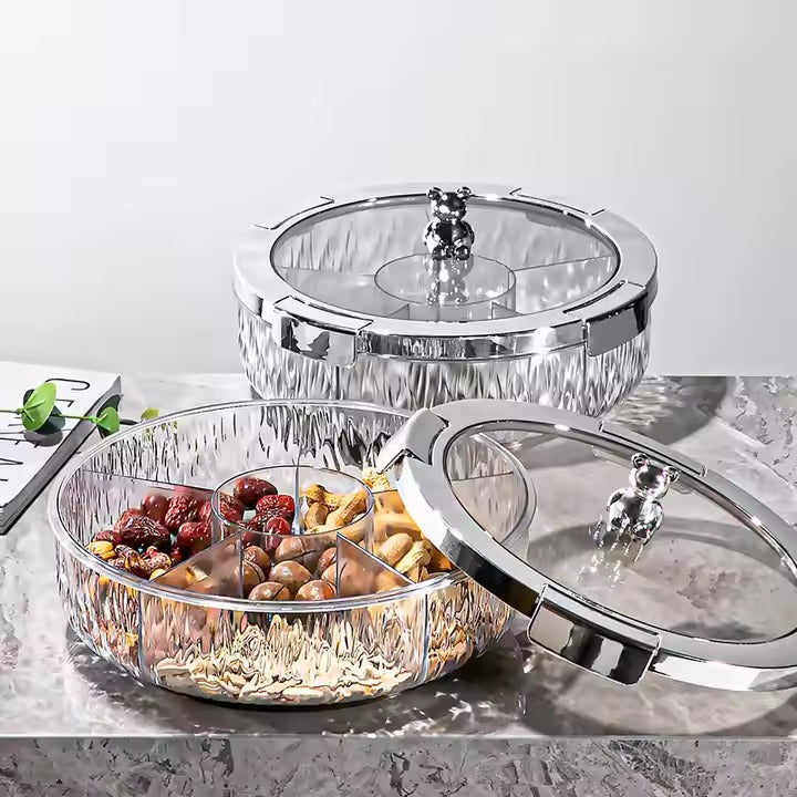 Deluxe Snacks & Candy Tray with Bear Top & Airtight Lid