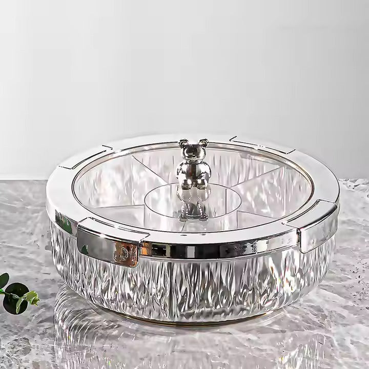 Deluxe Snacks & Candy Tray with Bear Top & Airtight Lid