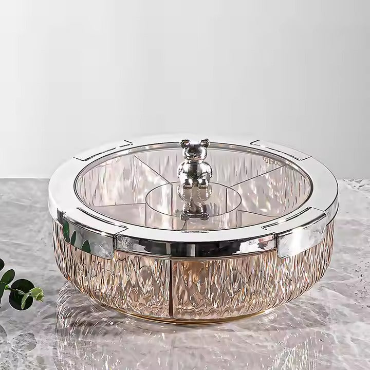 Deluxe Snacks & Candy Tray with Bear Top & Airtight Lid