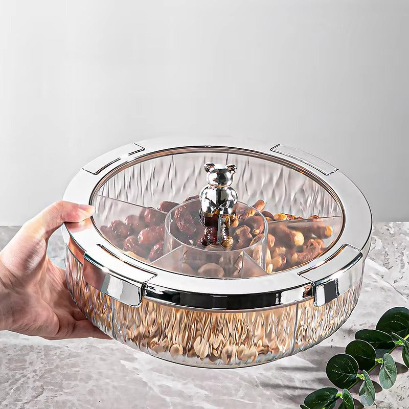 Deluxe Snacks & Candy Tray with Bear Top & Airtight Lid