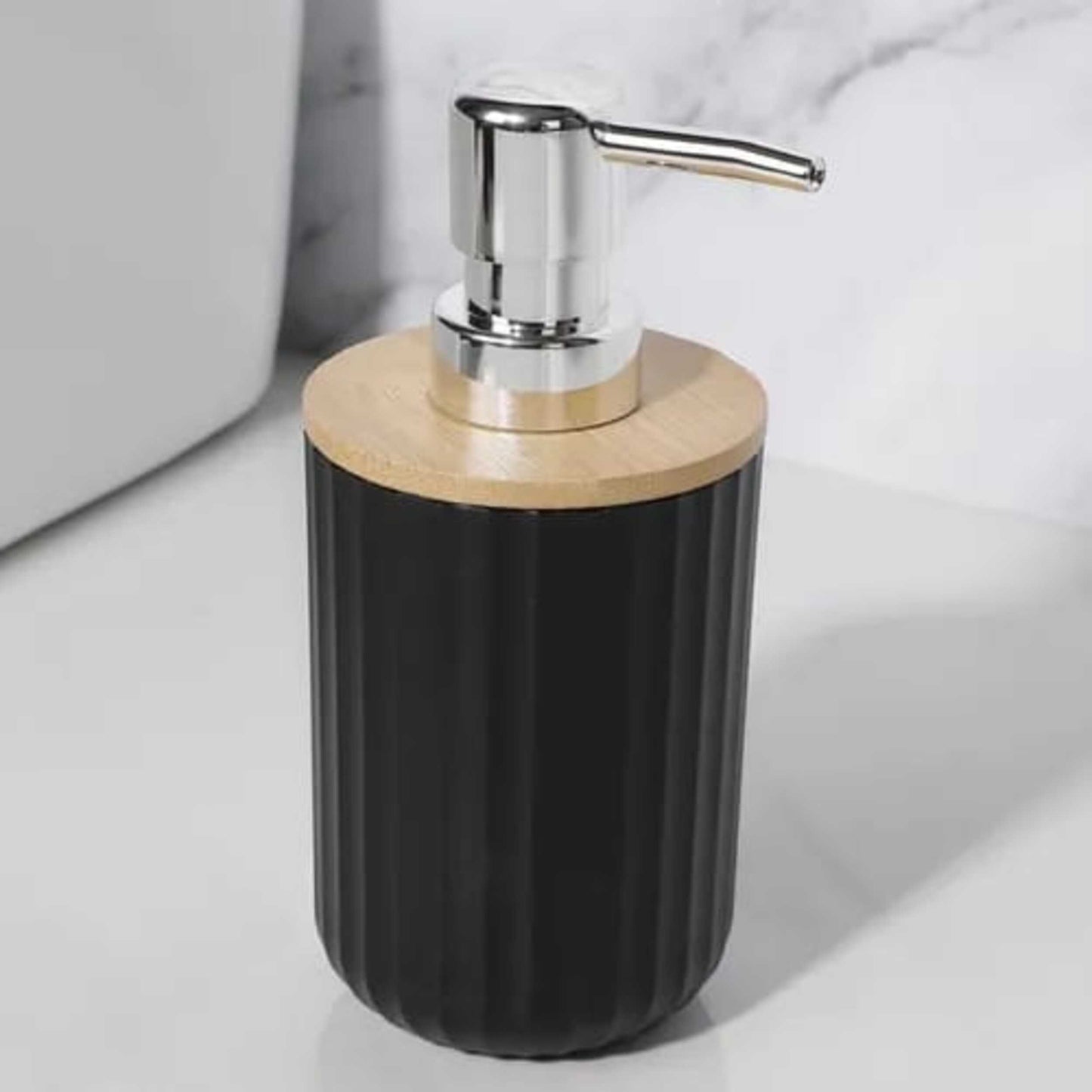 Ribbed Multipurpose Liquid Dispenser with Wooden Lid