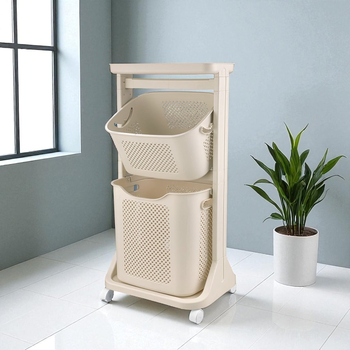 2-Tier Moveable Laundary Basket with Top Storage (2141) by Limon